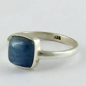 Anillo de Plata de Ley 925 con forma cuadrada, joyería hecha a mano de kyanita - Product Image 3