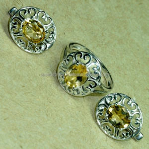 Necklace Set Fashion Jewelry Necklace Oval Cut Citrine Gemstone Silver 925 Sterling Silver Jewelry Set Fashionable Set For Women - Product Image 3