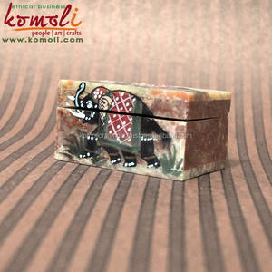 Handicraft Soap <b>Stone</b> Carving Box with Hand <b>Painting</b> - Product Image 3