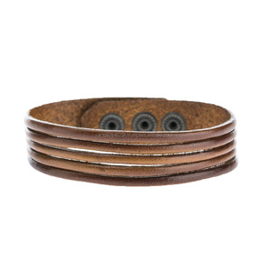 Pulsera de cuero genuino hecha a mano para hombres y mujeres brazalete trenzado ajustable estilo Punk Vintage logotipo personalizado disponible regalo OEM - Product Image 1