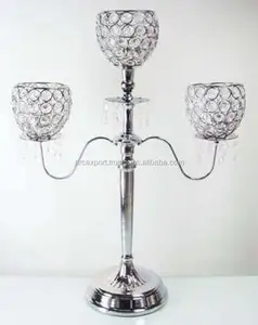 3灯水晶银烛台花式新设计装饰奢华优质烛台