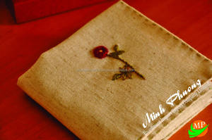 VNAP Mouchoir brodé fait main - Design personnalisé en tissu lin/coton/soie pour hôtel et décoration intérieure Modèle H0116 - Product Image 6