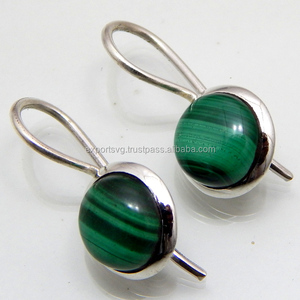 Pendientes colgantes de plata de ley 925, piedras preciosas naturales de malaquita con clase, joyería de declaración de estilo occidental, bonito regalo de boda para ella - Product Image 3