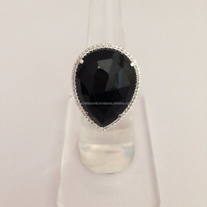 New Design Sterling Silver Pave <b>CZ</b> Black Onyx Turquoise Gemstone Engagement Wedding Anniversary Gift Party Unisex <b>Ring</b> - Product Image 4