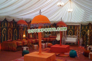 Sombrillas Bordadas para Decoración de Escenarios Mehandi, Sombrillas Indias de Terciopelo Rojo, Sombrillas para Decoración de Escenarios Mehndi - Product Image 6