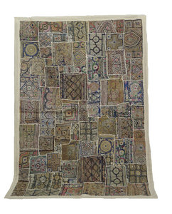 ผ้าทอเย็บปะติดผนังลายส่าหรีวินเทจปักด้วยด้ายโลหะ - Product Image 2