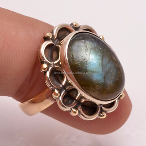 Natural Blue Labradorite Gemstone Brass Gold Plated Rings Wholesale Women Fashion <b>Jewelry</b> <b>Handmade</b> <b>Jewelry</b> Rings Manufacturer - Product Image 1