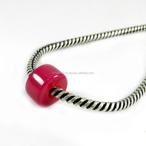 Piedra preciosa lisa de 14x8x4,5mm, de color fucsia piedra calcedonia, cuentas de agujero grande, IG0095 - Product Image 1