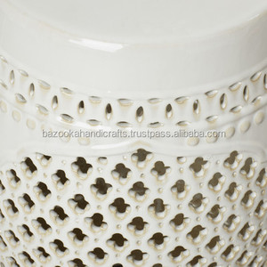 Table d'appoint en métal dernier modèle, table en métal blanc en forme de tambour, tabouret décoratif ou table d'appoint - Product Image 6