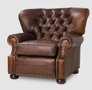 Sofá trasero de ala de cuero clásico Industrial - Product Image 1