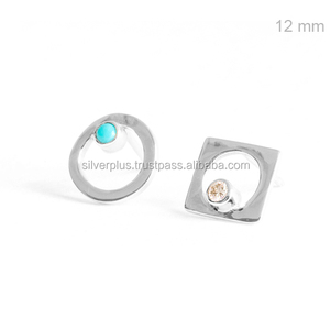 Sólido 18k oro piedra nuevo diseño pendientes esta pendientes disponibles en todo el oro rosa/amarillo/Blanco/ - Product Image 3