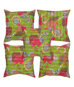 Funda de cojín Tropical Kantha con estampado de frutas Juego de funda de cojín Kantha de 5 piezas - Product Image 1