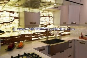 เคาน์เตอร์ครัวหินธรรมชาติเคลือบเงาด้านหลังมีไฟสีดำและท็อปโต๊ะ - Product Image 2