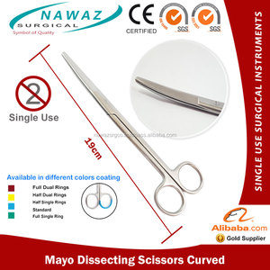 Gunting membedah Mayo sekali pakai melengkung 19cm baja tahan karat penggunaan tunggal Manual bedah bersertifikat ISO 13485 - Product Image 2