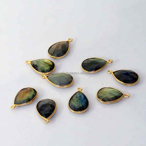 Labradorite 10X14MM Pierre précieuse en forme de poire Pendentif en argent sterling 925 fait à la main Pendentifs fins et breloques Pendentifs de mariage bohème - Product Image 1