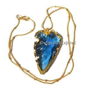 Collier de pointes de flèche Aqua Light Heart Cut Collier de pointes de flèche de créateur Artisanat en pierre semi-précieuse - Product Image 2