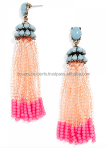 Pendientes de borla de cuentas de piedras preciosas joyería - Product Image 6