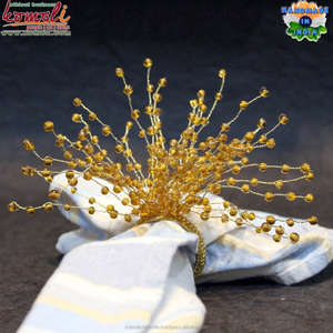 Anneaux de serviettes en or avec perles, goujons en métal, pour mariages, bon marché - Product Image 3