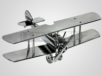 Modèle d'avion biplan décoratif en aluminium de grande taille, modèle d'avion moulé sous pression, objet de collection pour la décoration de la maison ou du bureau, cadeau d'aviation