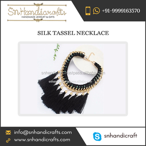 Collar de Borlas de Seda Negra, Joyería de Moda Popular, Estilo Tribal - Product Image 1