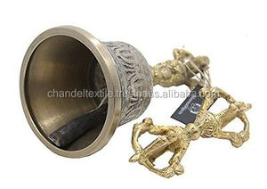 Cloches chantantes tibétaines - Cloche tibétaine avec dorje et batteur - Bronze antique - Qualité supérieure - Son vibrant long - Ensembles de cloches tibétaines - Product Image 2
