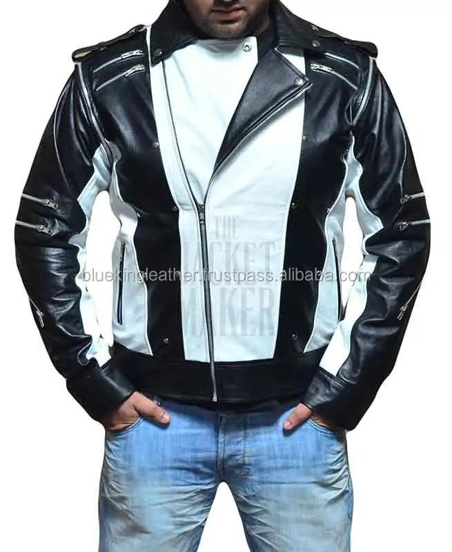 Michael Jackson MJ Pepsi Commercial Ad Solid Motorcycle White Leather Jacket