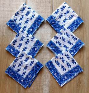 Serviettes en tissu de coton de haute qualité avec impression en bloc, ourlet cousu, mouchoir, accessoires de table pour mariage, fête, dîner - Product Image 4