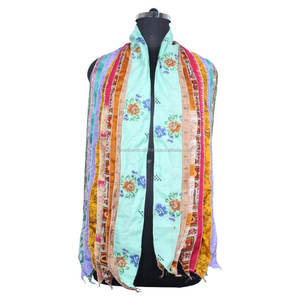 ผ้าไหมวินเทจผ้าส่าหรีผ้าพันคอปะต่อรีไซเคิลหลากสี10X70ของผู้หญิงเครื่องประดับยาวแฟชั่น Stole-SC009เรียบ - Product Image 1