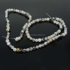 Cuentas de Ágata Montana de Ishu Gems para la Elaboración de Joyas, 16 Pulgadas de Largo, 4 mm, Cristales de Piedras Preciosas Lisas, Cuentas Sueltas Blancas de Material de Cuarzo - Product Image 2