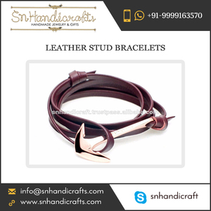 Amazing Sale on New Custom-Made <b>Leather</b> <b>Bracelet</b> Anchor Style with <b>Leather</b> Finishing - Product Image 1