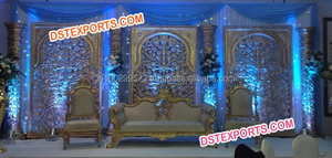 Boda real de oro tallado escenario decoración de escena de boda india Panel etapa - Product Image 6