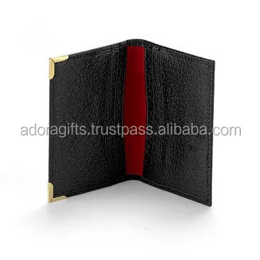 black corner protector crocodile genuine leather card wallet / high quality black genuine leather credit card case