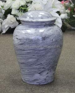 Urna Funeraria de Mármol Azul Gris para Adultos, Jarra de Piedra Pulida para Cenizas Humanas, Recuerdo Conmemorativo, Estilo Europeo, Ecológica - Product Image 1