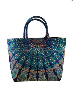 กระเป๋าผ้าซับในทำจากผ้าฝ้ายแมนดาลาทำด้วยมือสำหรับผู้หญิงกระเป๋าสะพายไหล่แบบลำลองสำหรับช้อปปิ้ง - Product Image 1