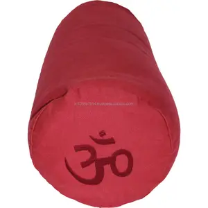 Red Dyed cotton canvas buckwheat filled yoga bolsters Indian meditation