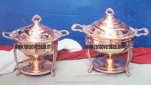 Petits chauffe-plats ronds en cuivre, ustensiles de Buffet, plat de service en acier inoxydable avec élévateur, une pièce essentielle à votre grande fête - Product Image 5