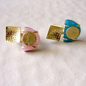 Anillo Clásico Chapado en Oro de 22 Quilates con Forma de Moneda, Diseño de Animales, Tres Piedras, Estilo Cóctel, Joyería de Moda para Mujer y Niña - Product Image 1