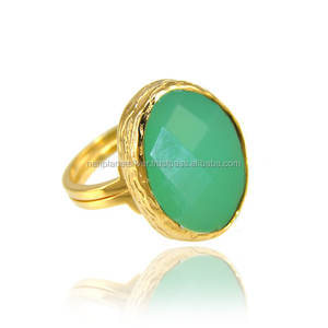 Chrysoprase Chalcedony ชุดแหวนวงรีสำหรับงานแต่งงานงานหมั้นวันครบรอบ - Product Image 1