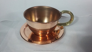 Tasse plate en cuivre avec assiette Verres en métal écologiques Récipient alimentaire durable Passe au lave-vaisselle Thé Alimentaire Style Ins élégant - Product Image 2