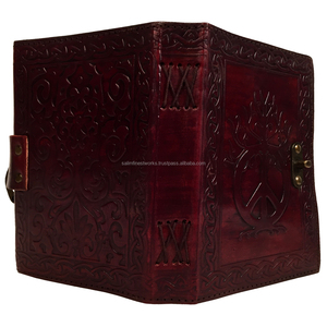 Signo de La Paz celta en relieve, diario de cuero genuino marrón oscuro con Cuaderno de bloqueo C de latón antiguo para hechizos, libro de diario de sombras - Product Image 5