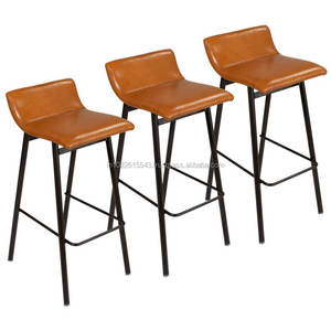 Tabouret de bar en cuir courbé industriel - Product Image 1