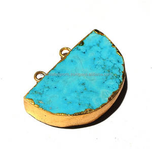 Vintage plata esterlina oro galvanizado howlita turquesa media luna conector fino colgantes encantos en capas fiesta de fianza - Product Image 1