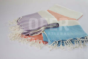 Alanya Peshtemal Serviettes de fouta turques, Pestemal, Hamam Serviettes Couverture en gros-Turquoise Rainbow Collection Turkmade - Product Image 5