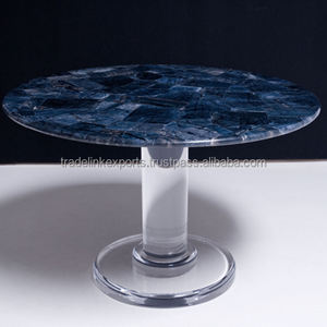 Dessus de table basse en sodalite au design unique Mobilier de maison en marbre bleu blanc pour comptoir intérieur Pierre précieuse semi-précieuse - Product Image 2
