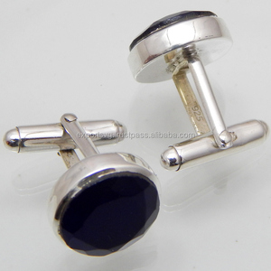 Boutons de manchette pour homme en onyx noir facetté, bijoux en argent et or, cadeau pour chemises de costume - Product Image 3