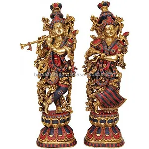 تمثال من رادها تمثال كريشنا الهندوسي الله الدينية تمثال المعبود الفيروز اليدوية كبيرة Murti لديكور