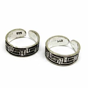 ลายนูนทำงานออกซิไดซ์ธรรมดาเงิน925แหวนนิ้วเท้าเงิน - Product Image 2