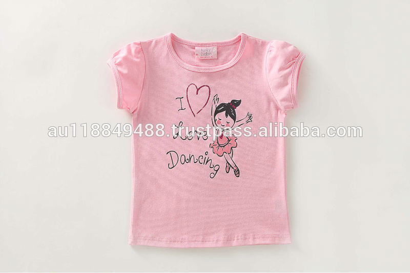 Хлопка 2 разные цвета текст , напечатанный танцы одежда девушки розовый дубай оптовая продажа рубашка