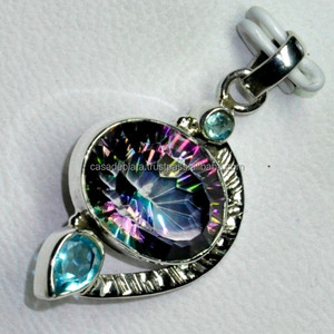 Colgante de plata, Topacio Azul y místico, colgante económico de Plata de Ley 925 colgante asequible colgante de moda para mujer. - Product Image 3