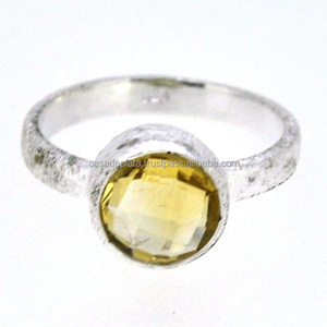 Belle bague classique en argent sterling 925 Citrine faite à la main unisexe mariage fiançailles fête cadeau X4306 - Product Image 1